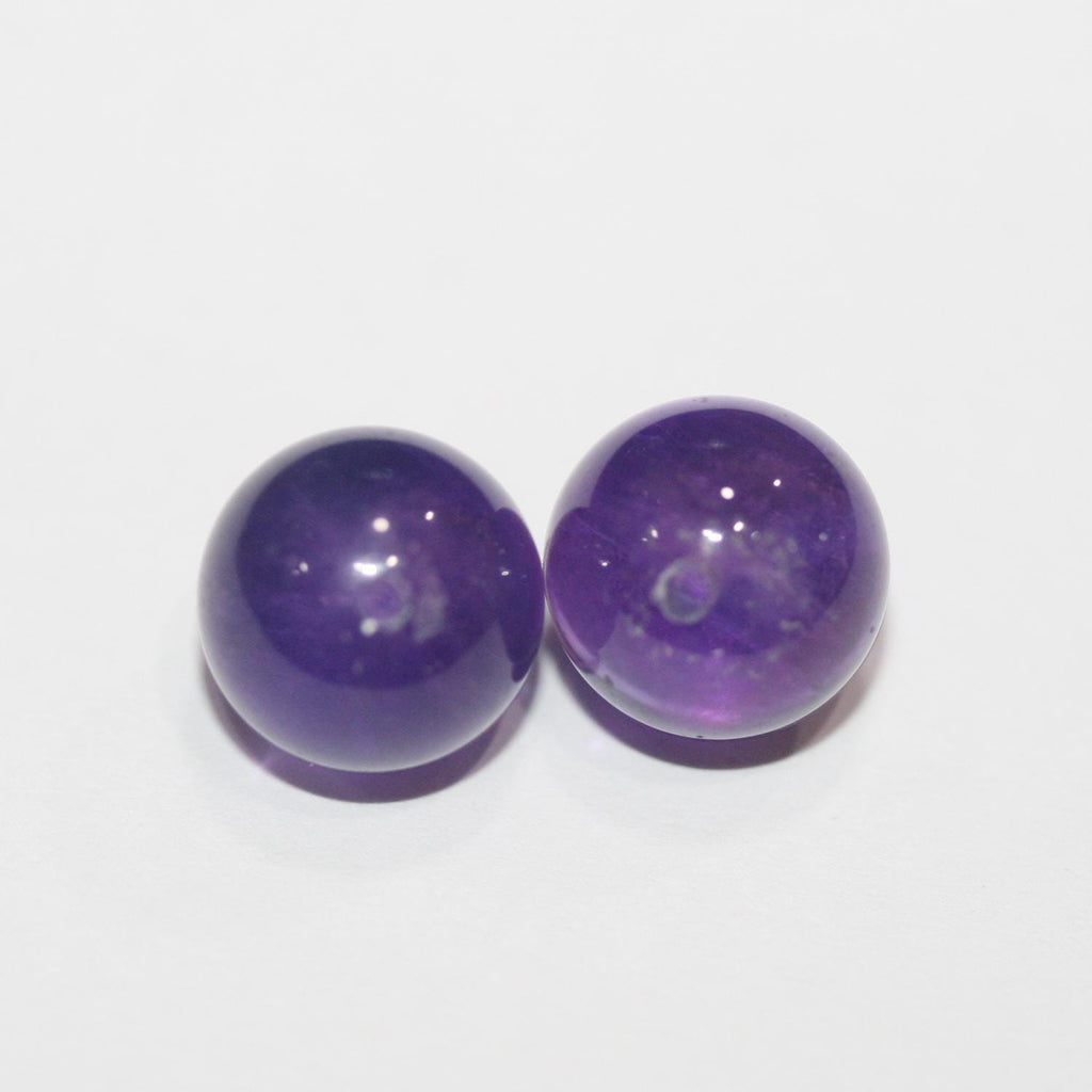 Perles rondes en améthyste semi-percées de 8 mm (1 paire)