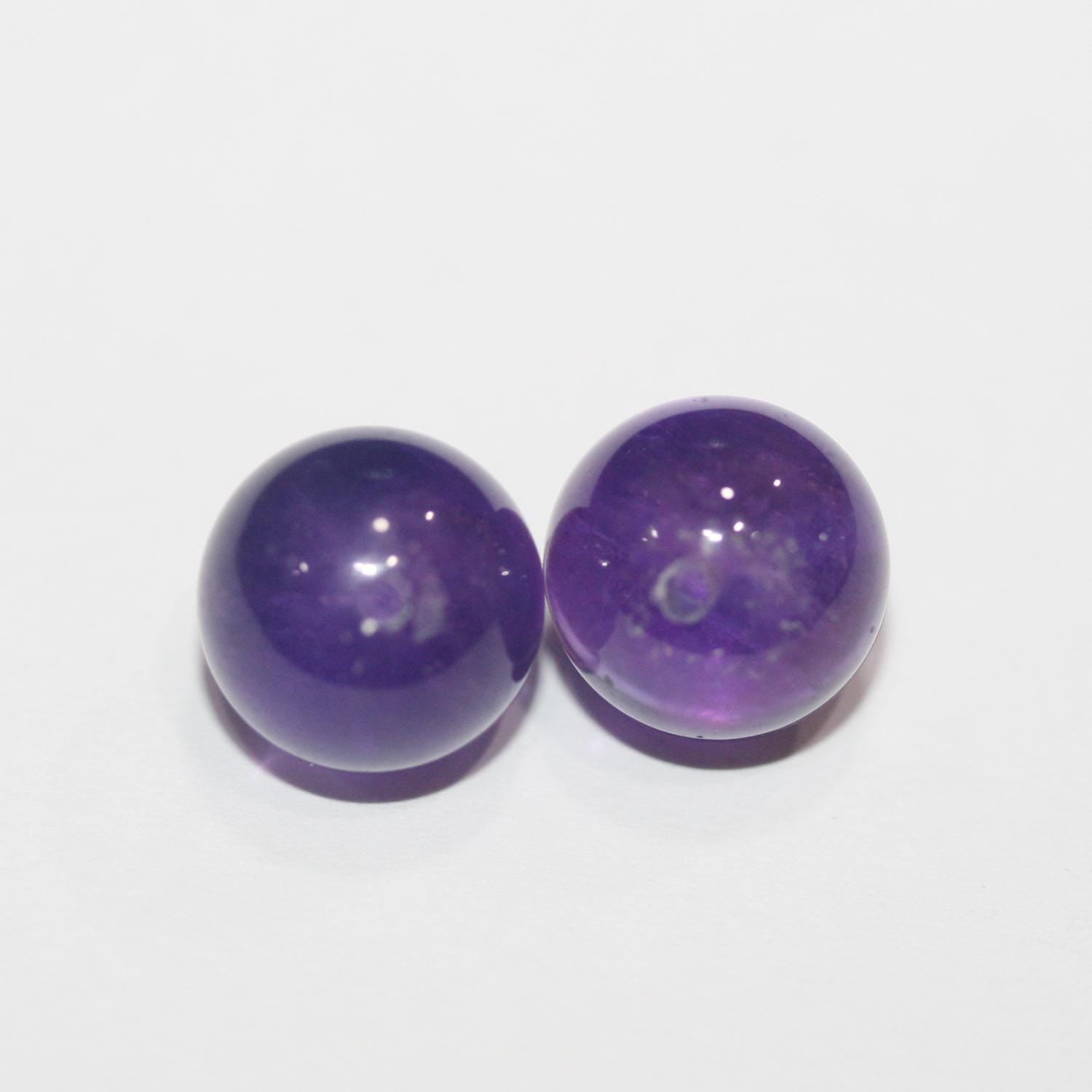 Perles rondes en améthyste semi-percées de 8 mm (1 paire)