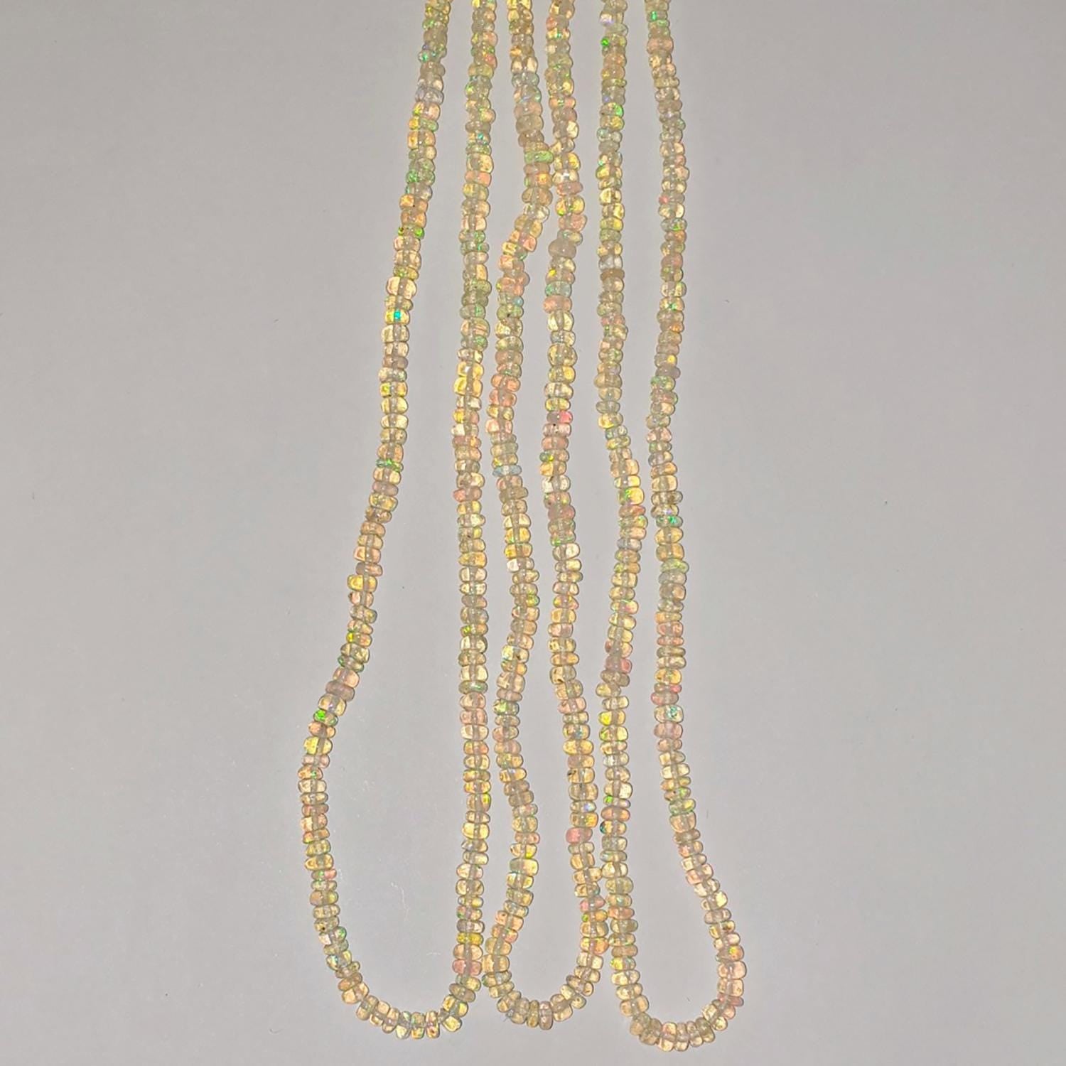 Cuentas redondas lisas de ópalo etíope de San Etiopía de 43 cm, 3 x 2 mm (aprox. - Hilo de 42 cm)