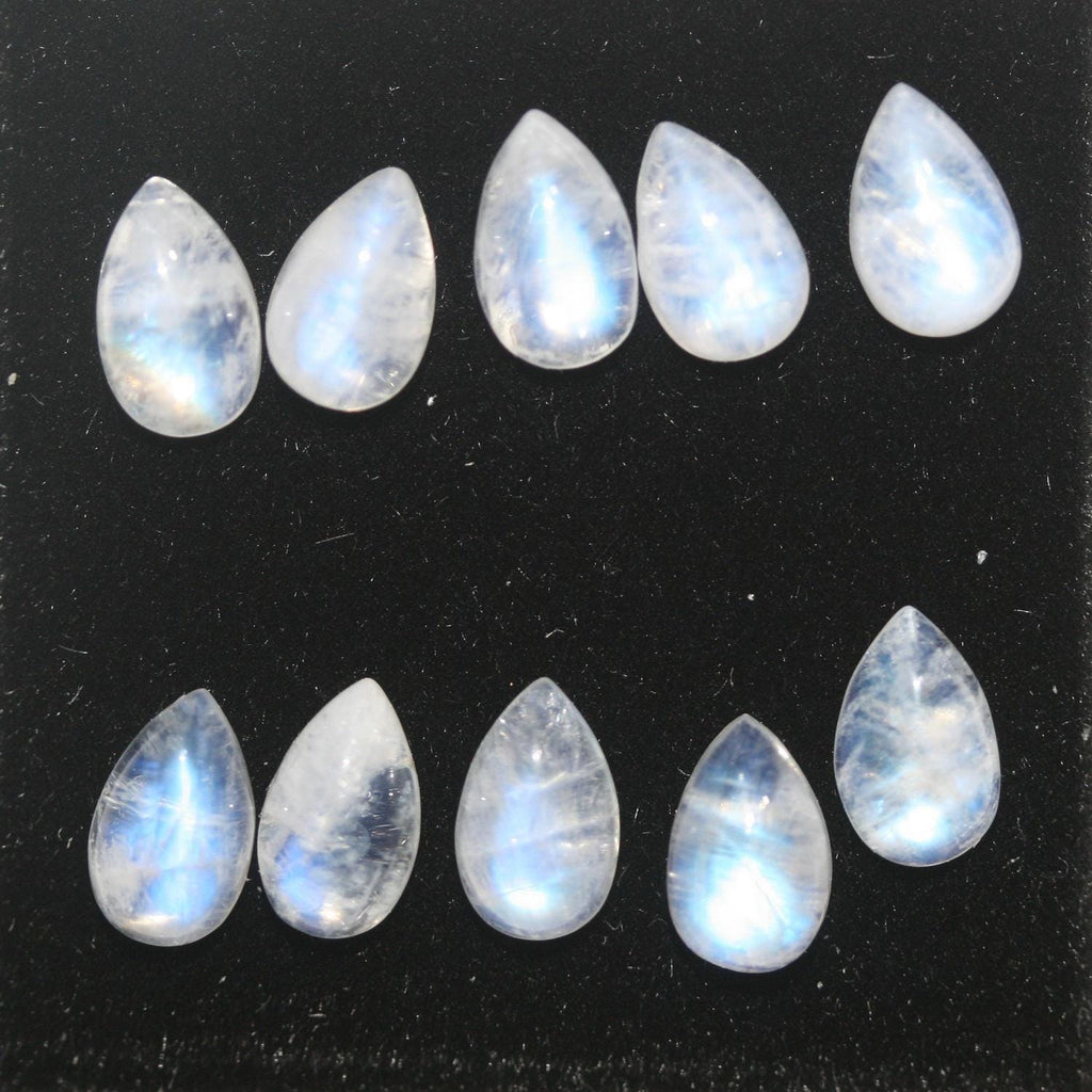 10Pcs Lot Moonstone Drop Cabochon 8x5 mm. (10 pcs.).