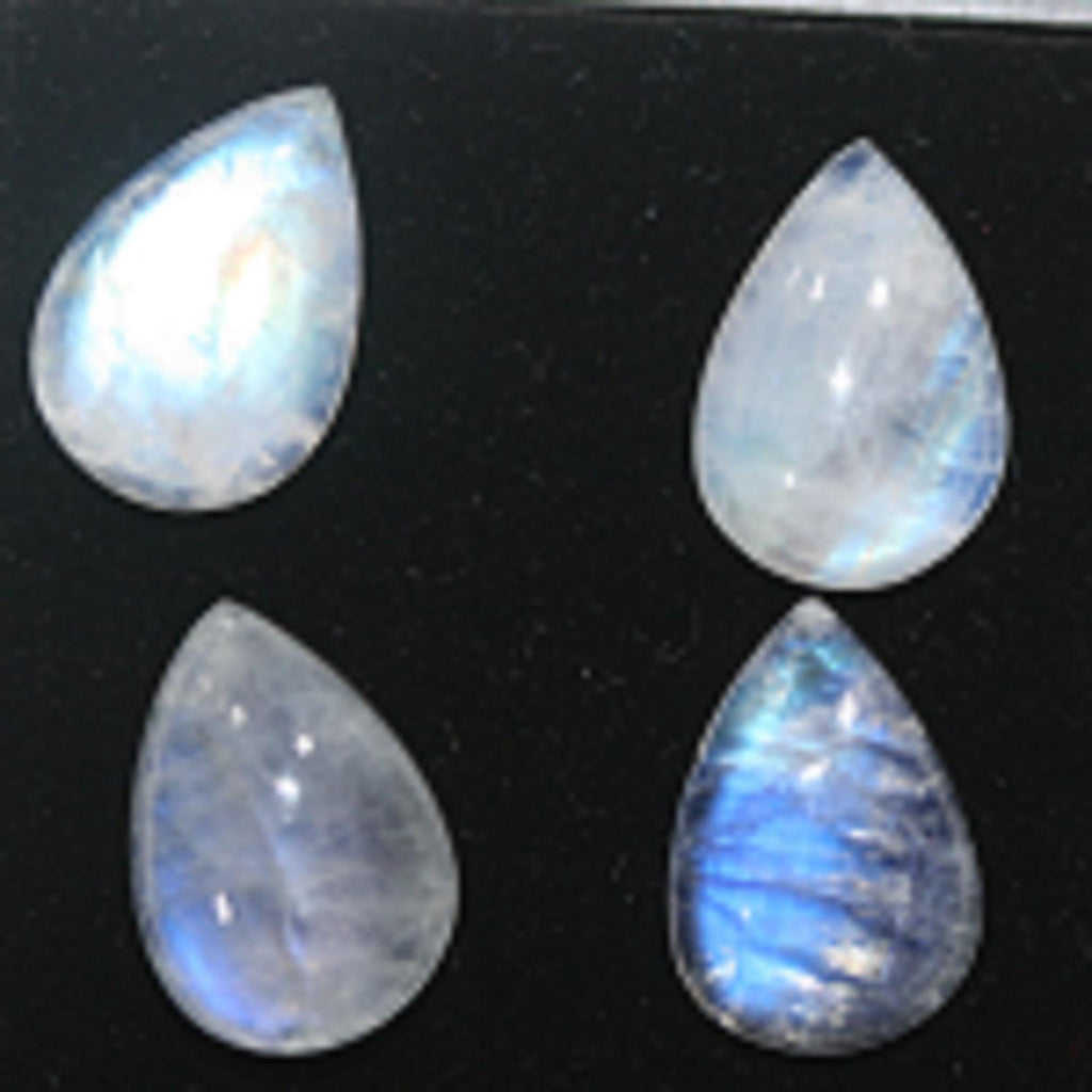 Pierre de lune bleue feu AAA, cabochon lisse en forme de goutte 13x9mm (4 pièces).