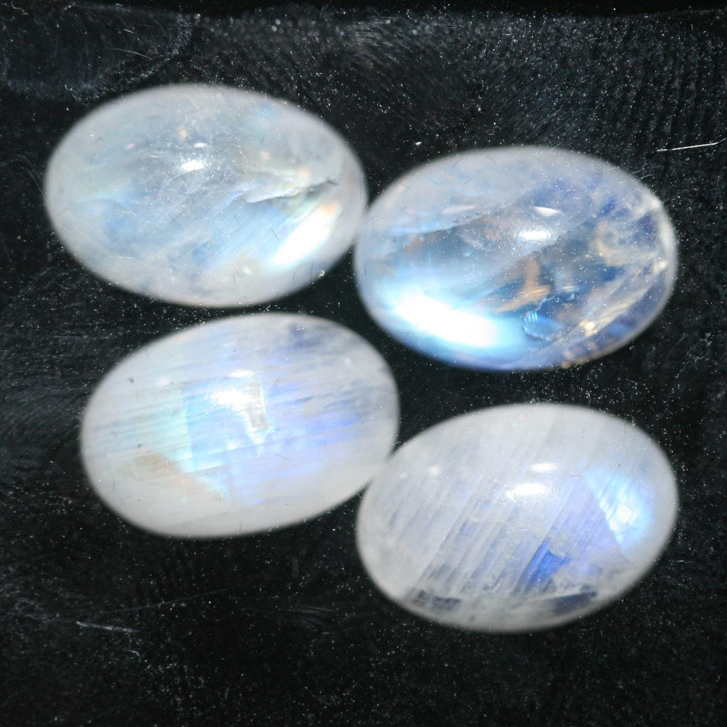 Pierre de lune bleue feu AAA, cabochon ovale lisse 13 x 9 mm (4 pièces).