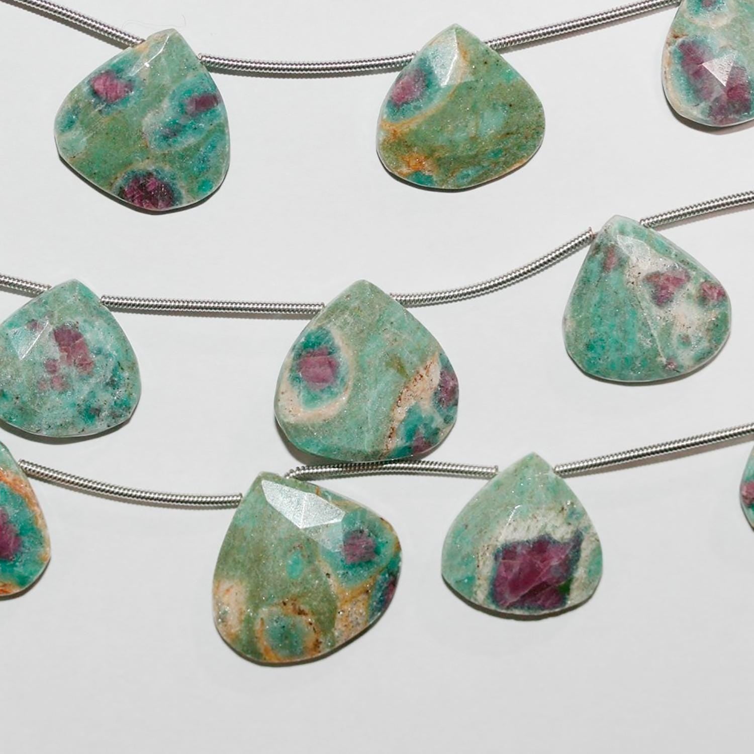 Cuentas facetadas de fucsita y rubí de 18 cm (13-18 mm) - Aprox. - Hilo de 18 cm