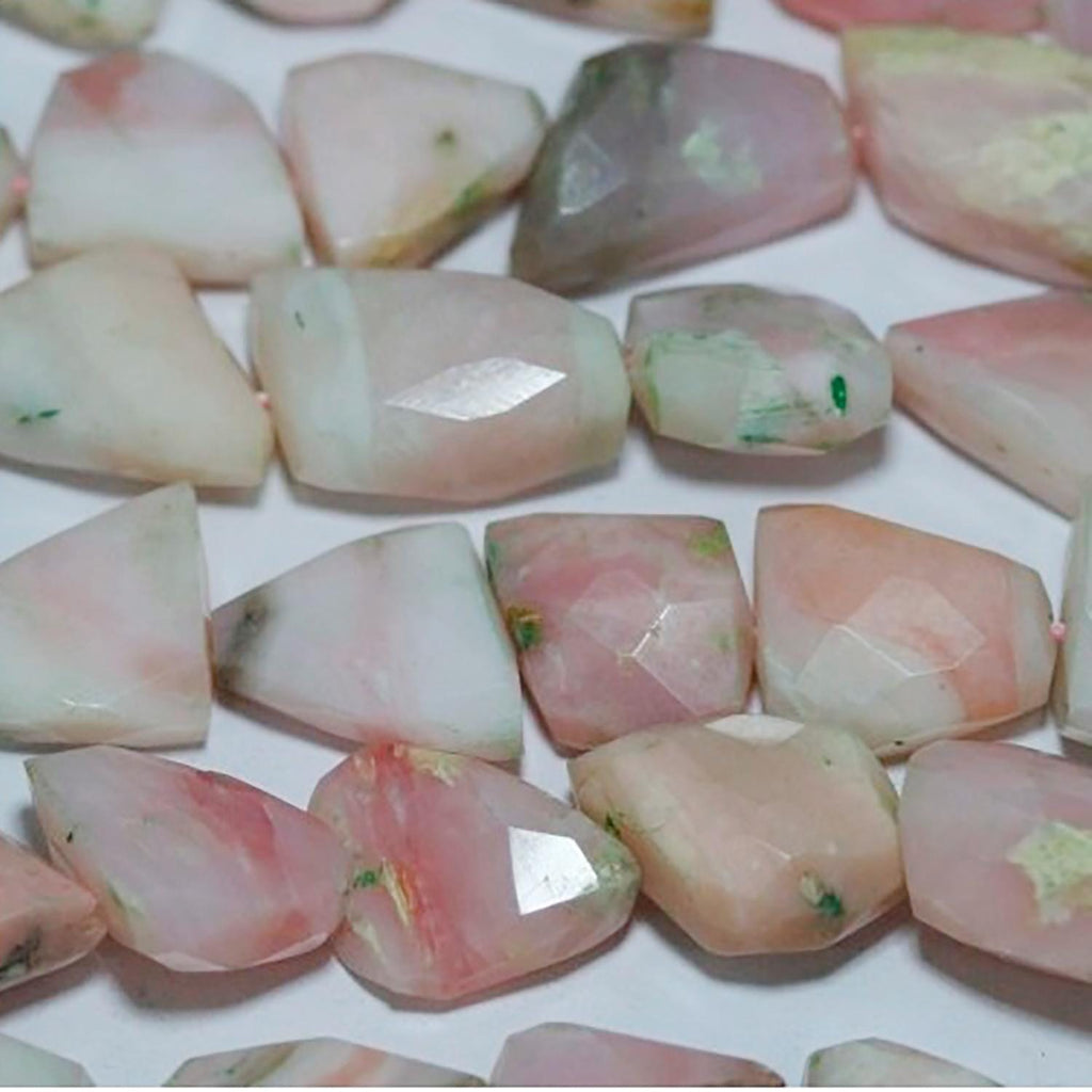 Cuentas irregulares de ópalo rosa facetado de 40 cm (16"), 18 x 13 mm (aprox.), tira de 40 cm