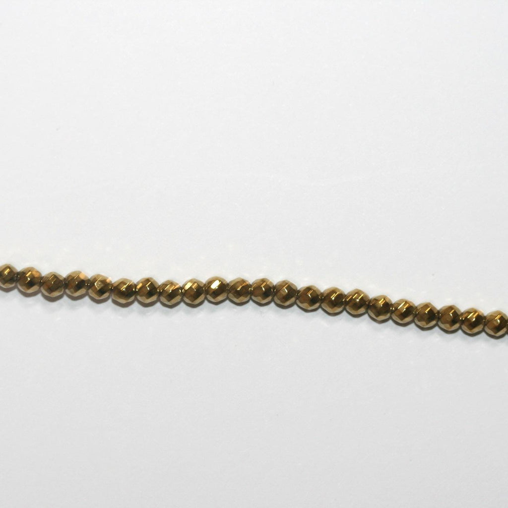 15" St Gold Hématite Perles Rondes Facettées 3mm.-Rig 39cm.