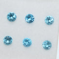 Lote de 6 piezas de topacio azul suizo facetado redondo de 5 mm. (6 piezas)