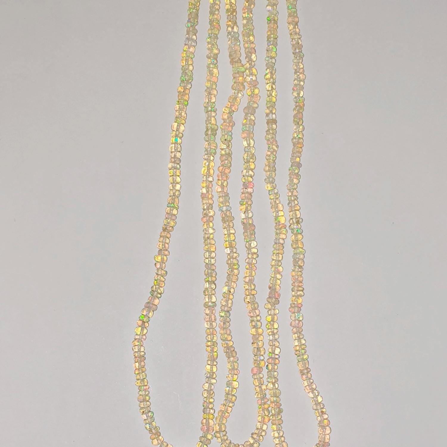 Cuentas redondas lisas de ópalo etíope de San Etiopía de 43 cm, 3 x 2 mm (aprox. - Hilo de 42 cm)