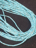Perles tubulaires lisses turquoise St de 15 pouces (38 cm), 2 mm de diamètre, longueur 39 cm.