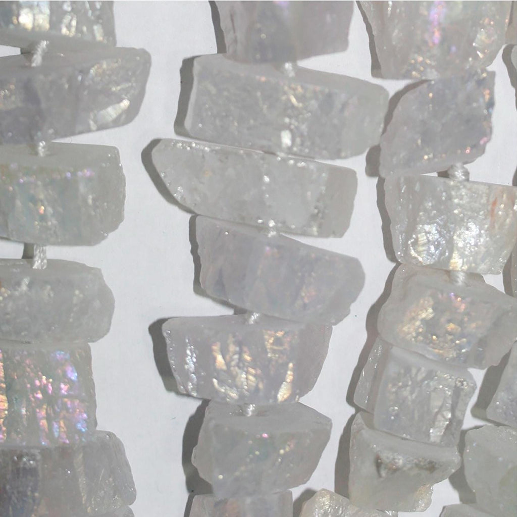 Perles de quartz cristal de roche St, graduées, non polies, en pépites de 25 à 50 mm environ - Longueur du fil : 42 cm