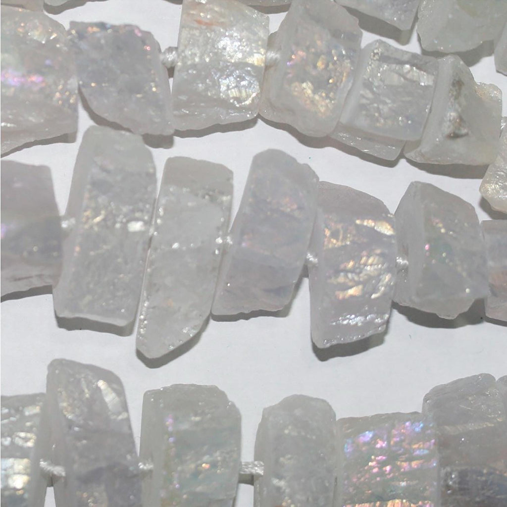 Perles de quartz cristal de roche St, graduées, non polies, en pépites de 25 à 50 mm environ - Longueur du fil : 42 cm