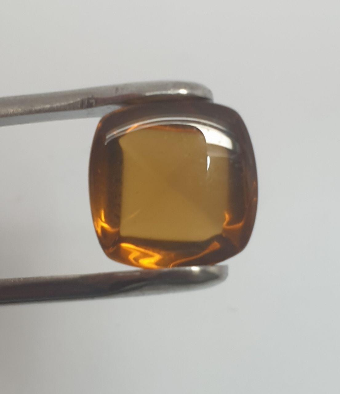 Deep Color Natural Citrine Square Bufftop Pointed  Cabochon 13mm.-12.35ct- Jewelry Making Supplies