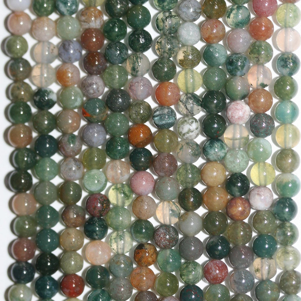 Perles rondes lisses en agate indienne St, 6 mm, 15 pouces (38 cm) - Fil de 39 cm