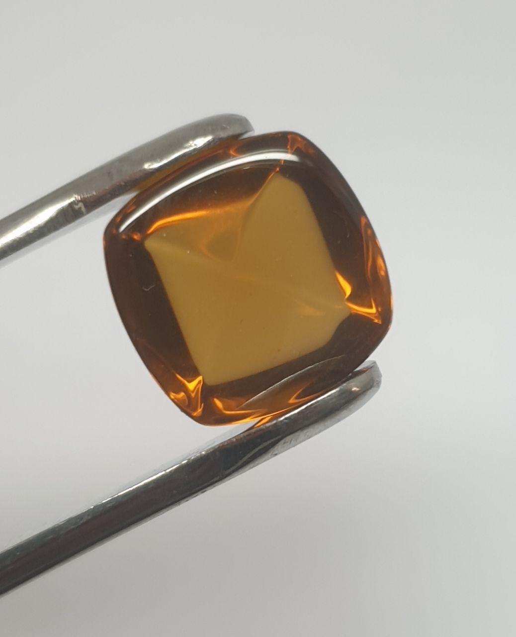 Deep Color Natural Citrine Square Bufftop Pointed  Cabochon 13mm.-12.35ct- Jewelry Making Supplies