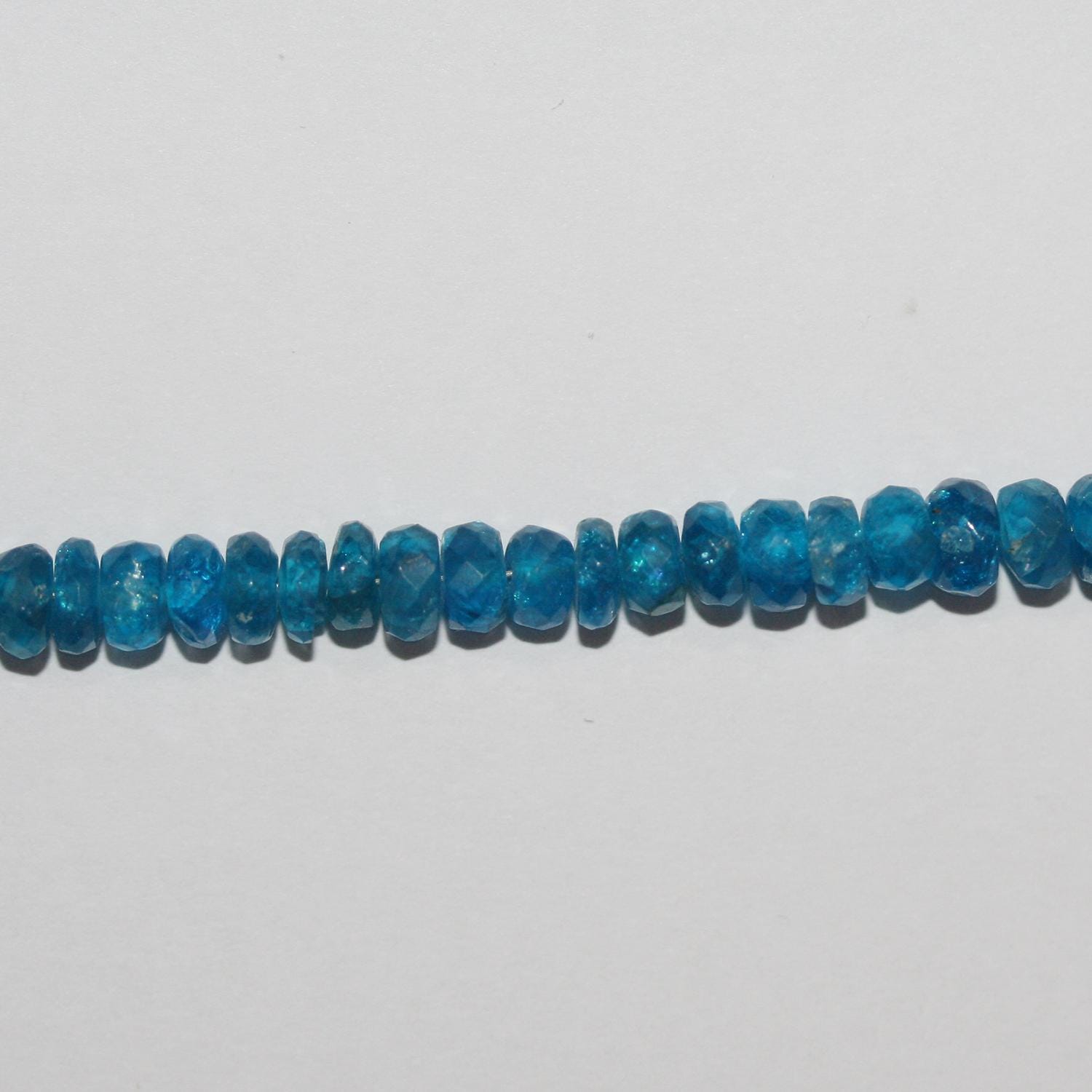 14" St Blue Apatite Faceted Rondelle beads 5x3mm.-Strand 36cm