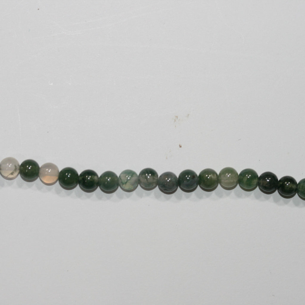 Cuentas redondas lisas de ágata St Moss de 4 a 4,5 mm, hilo de 40 cm.