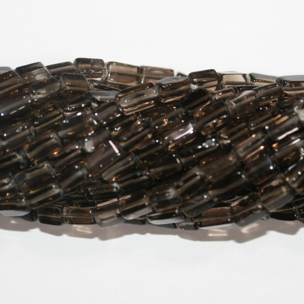 Perles de quartz fumé St. Smoky prismatiques lisses de 14 pouces (7 x 4 mm). Longueur du fil : 37 cm.