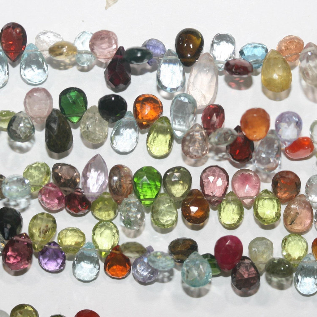 Perles pendantes à facettes en pierre multiple de 20 cm (8 po), 7 x 5 mm. Longueur approximative : 20 cm. Réf. 14962