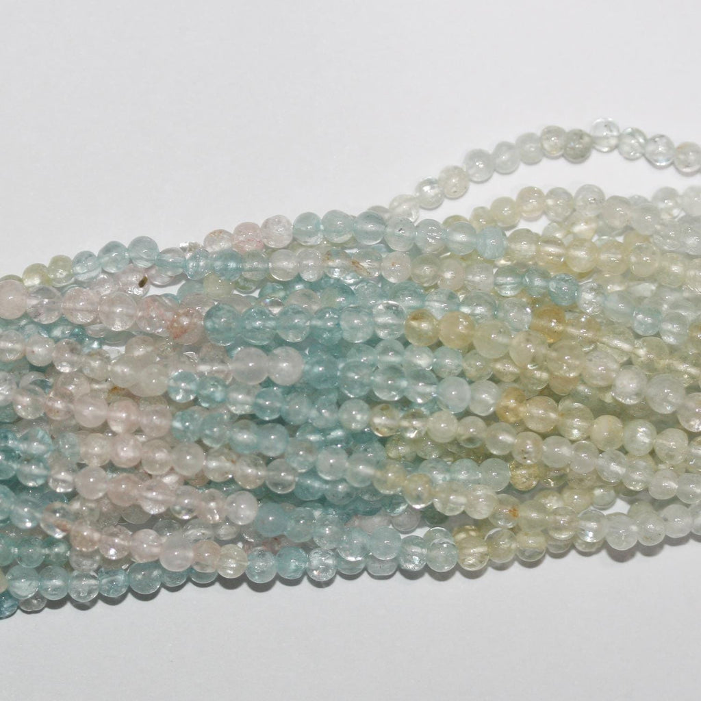 13" Strand Multi Beryl Round Beads 2mm Morganite Aquamarine Hliodor