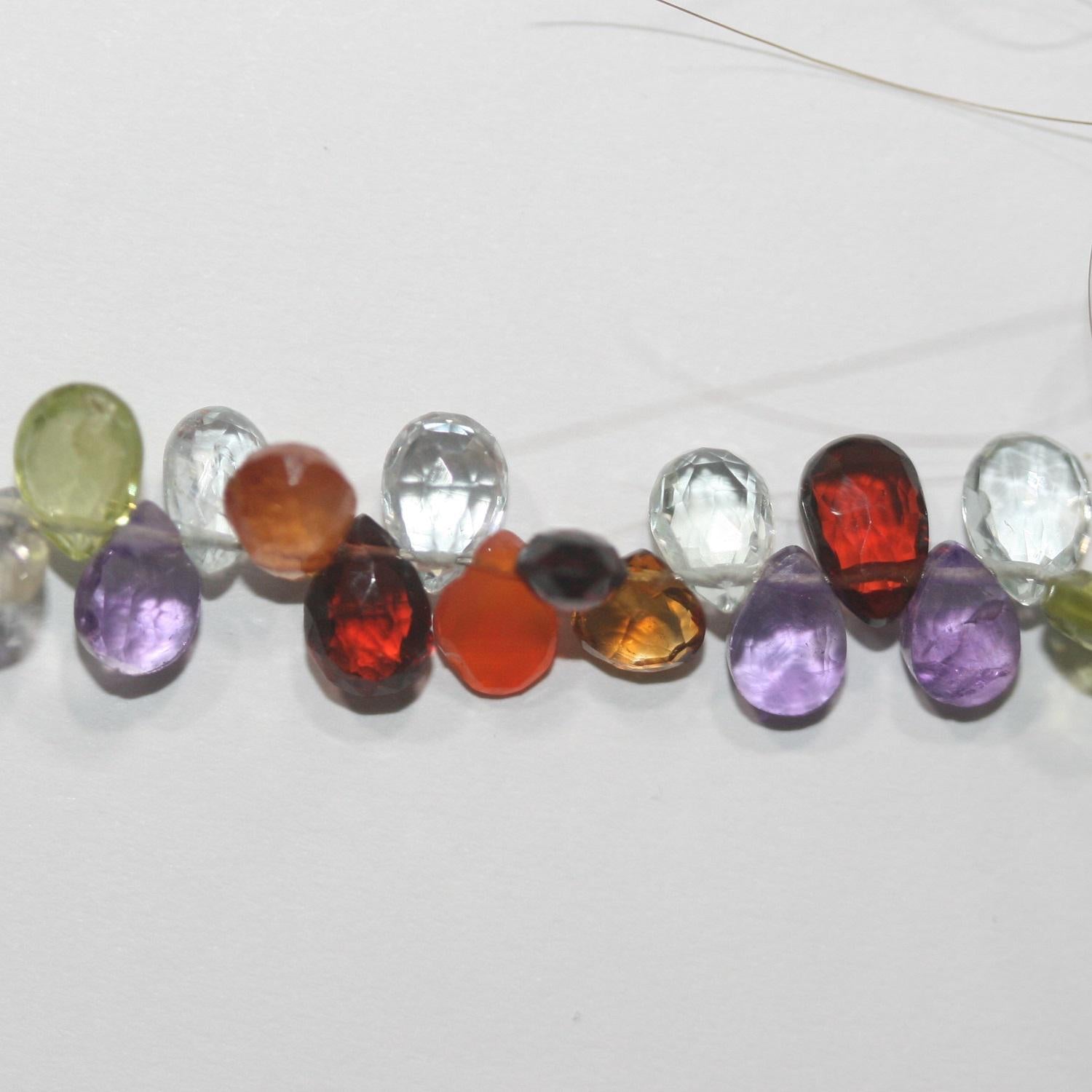 Perles pendantes à facettes en pierre multiple de 20 cm (8 po), 7 x 5 mm. Longueur approximative : 20 cm. Réf. 14962