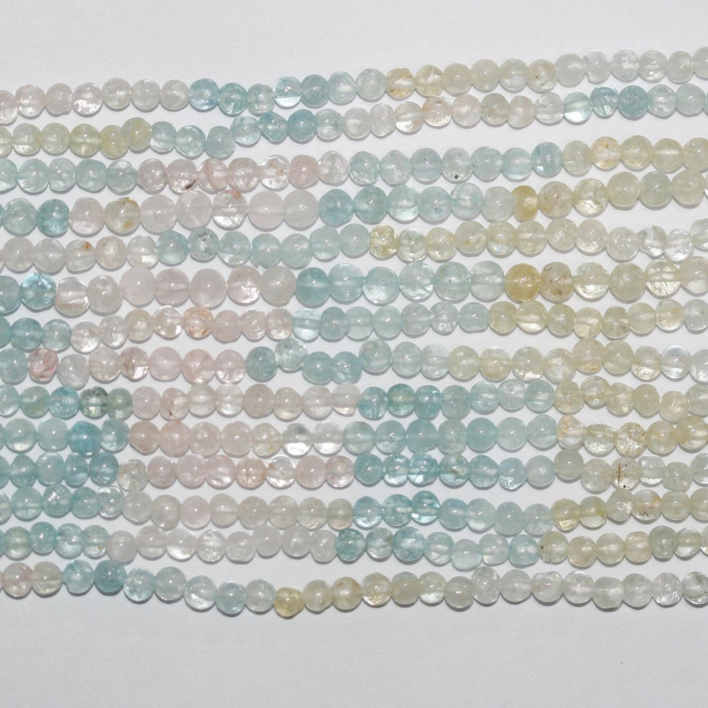 13" Strand Multi Beryl Round Beads 2mm Morganite Aquamarine Hliodor