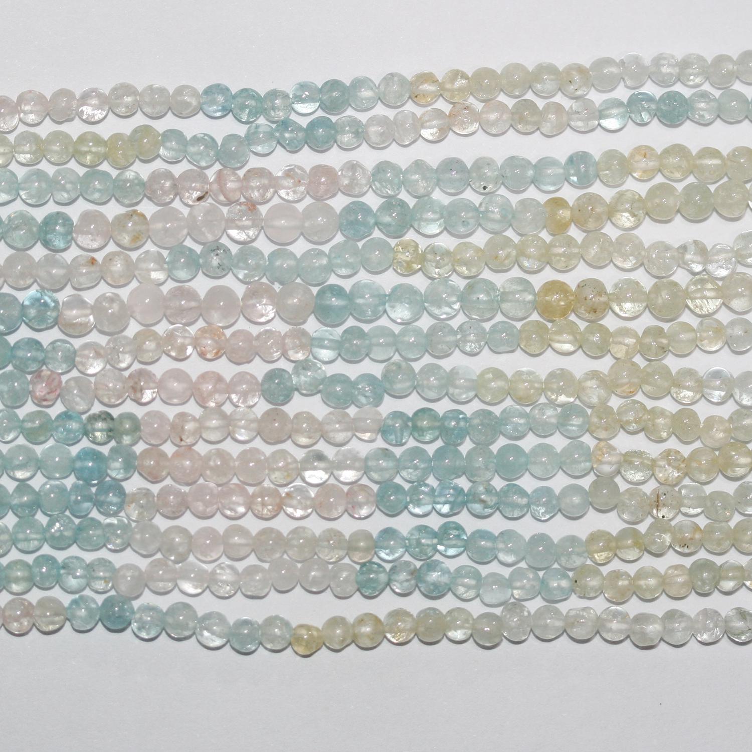 13" Strand Multi Beryl Round Beads 2mm Morganite Aquamarine Hliodor