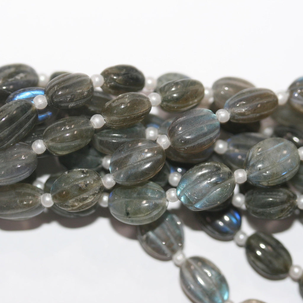 Cuentas ovaladas de labradorita de 8" (10 x 8 mm) - Hilo de 20 cm - Artículo 15024