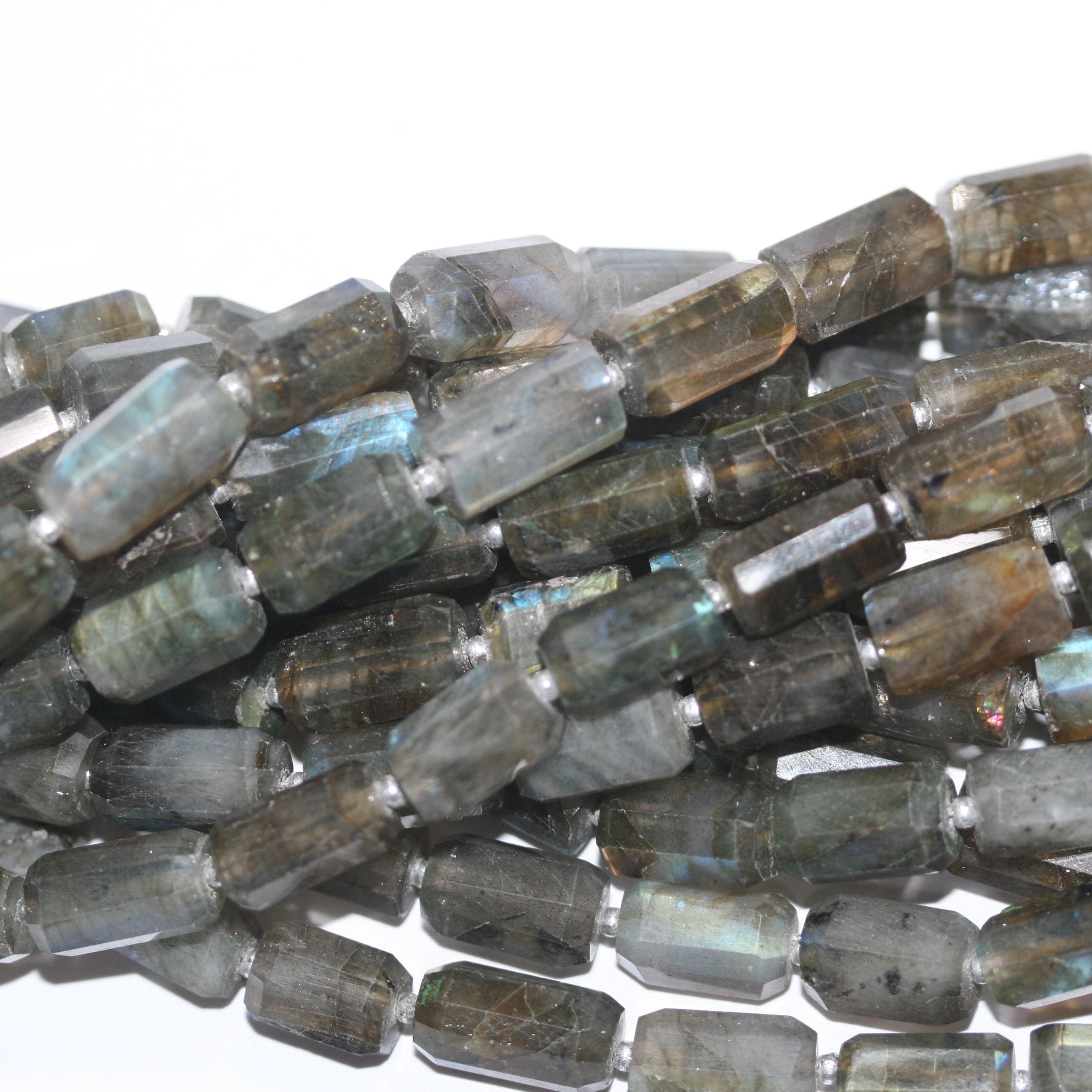 11" St Labradorite Faceted Tube Beads 12x7mm. Approx. -Strand 26cm.-Item.15066