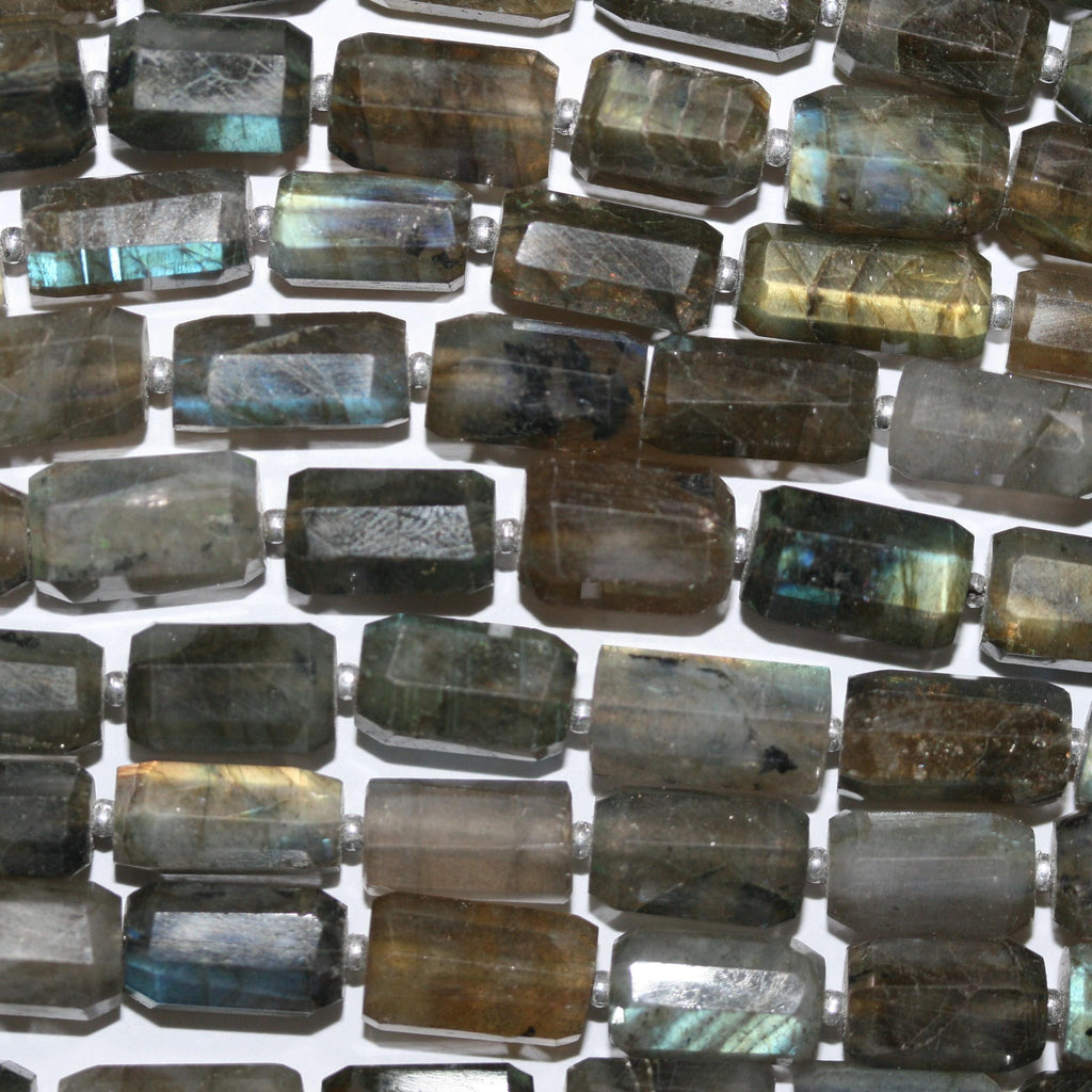 11" St Labradorite Faceted Tube Beads 12x7mm. Approx. -Strand 26cm.-Item.15066