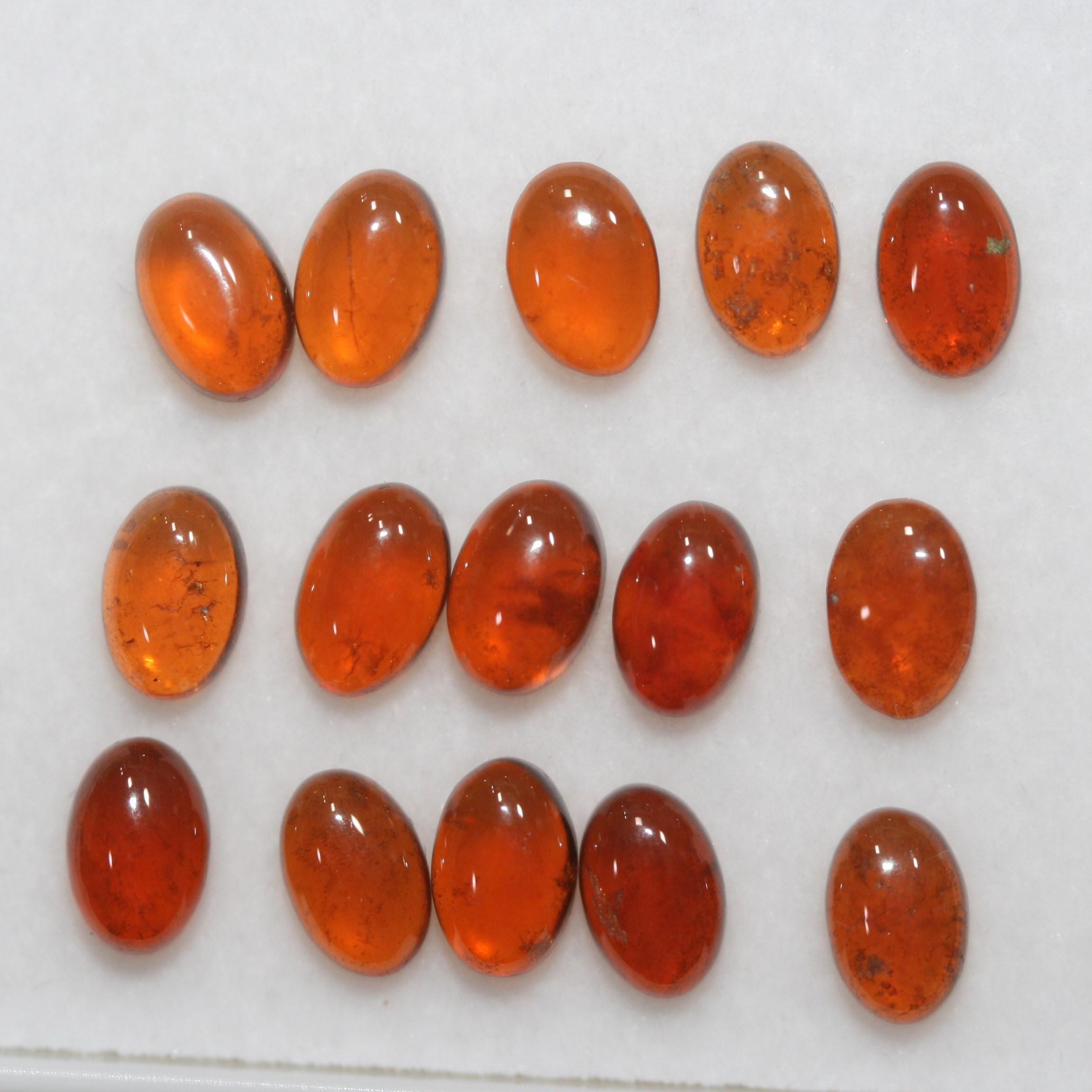 Hessonite Garnet Smooth Oval Cabochon 6x4mm. (15 Pcs).- Item.1754CB