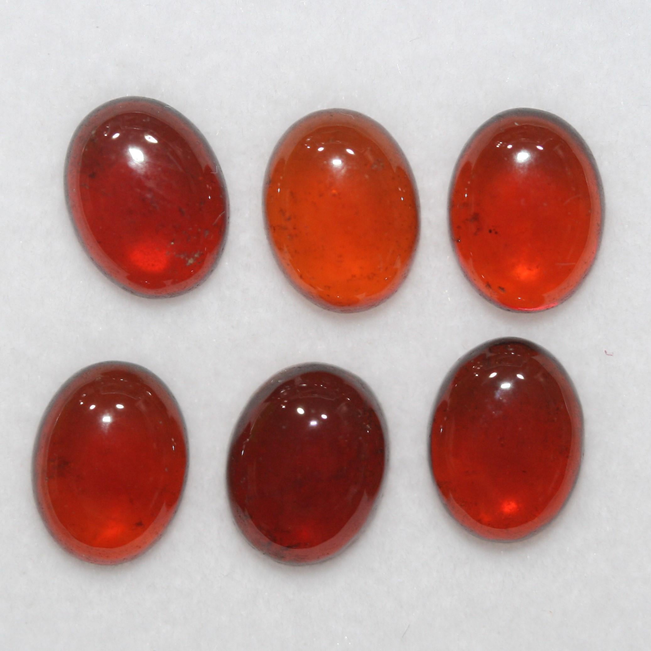 Hessonite Garnet Smooth Oval Cabochon 9x7mm. (6 Pcs).- Item.1757CB