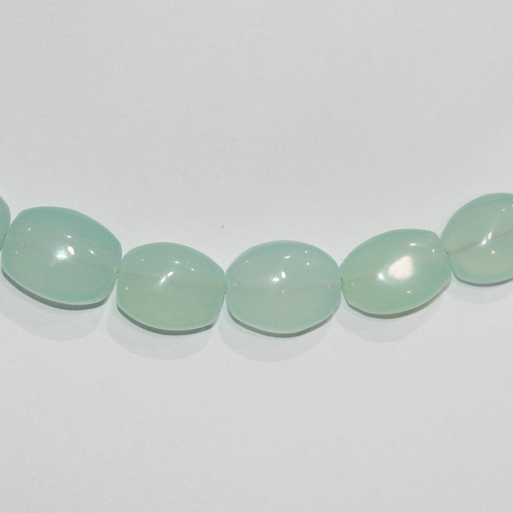 Cuentas ovaladas lisas de calcedonia azul verdosa de 18 cm (7"), 16 x 13 mm (aprox. - Hilo de 19 cm)