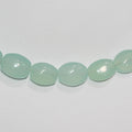 Cuentas ovaladas lisas de calcedonia azul verdosa de 18 cm (7"), 16 x 13 mm (aprox. - Hilo de 19 cm)