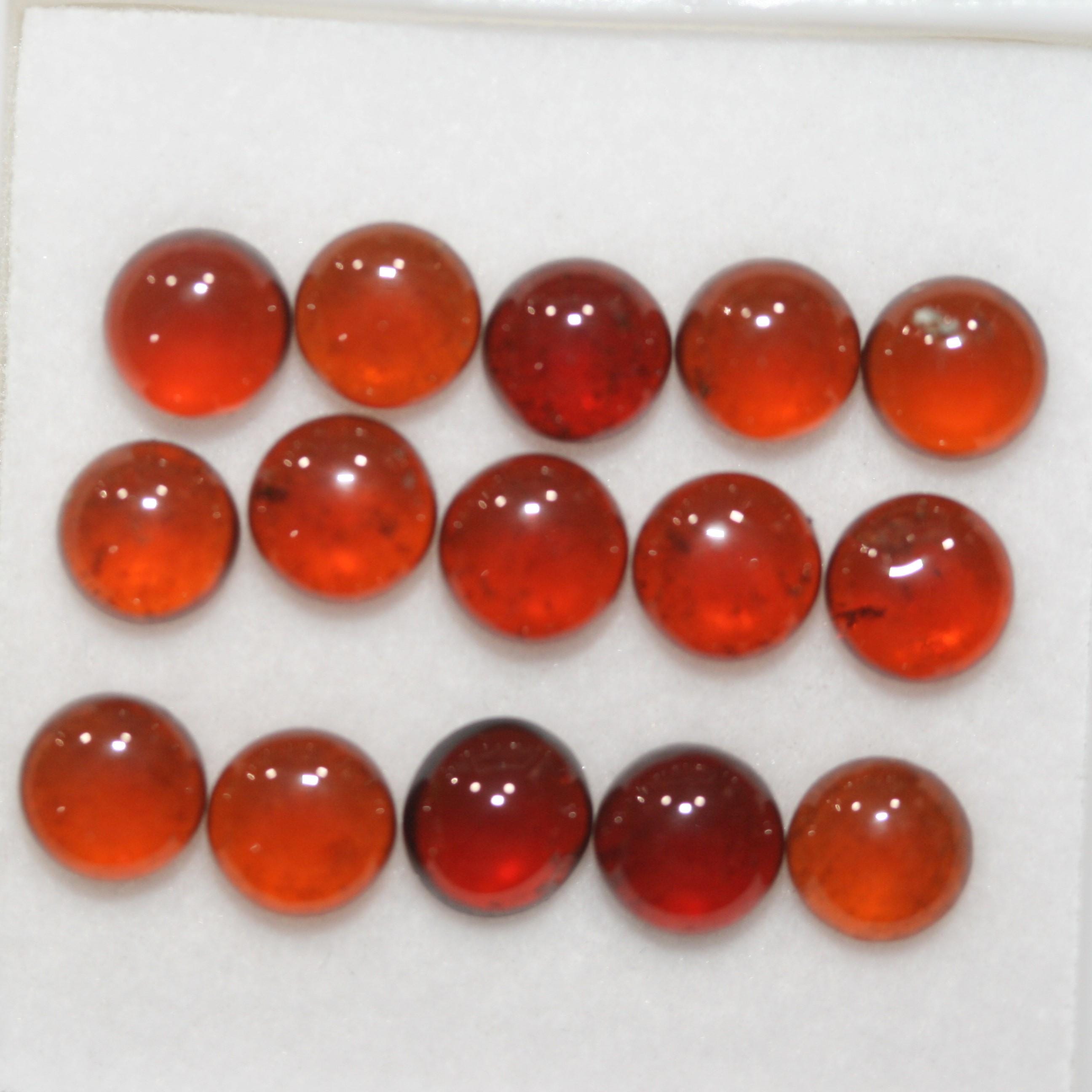 Hessonite Garnet Smooth Round Cabochon 6mm. (15 Pcs).- Item.1759CB