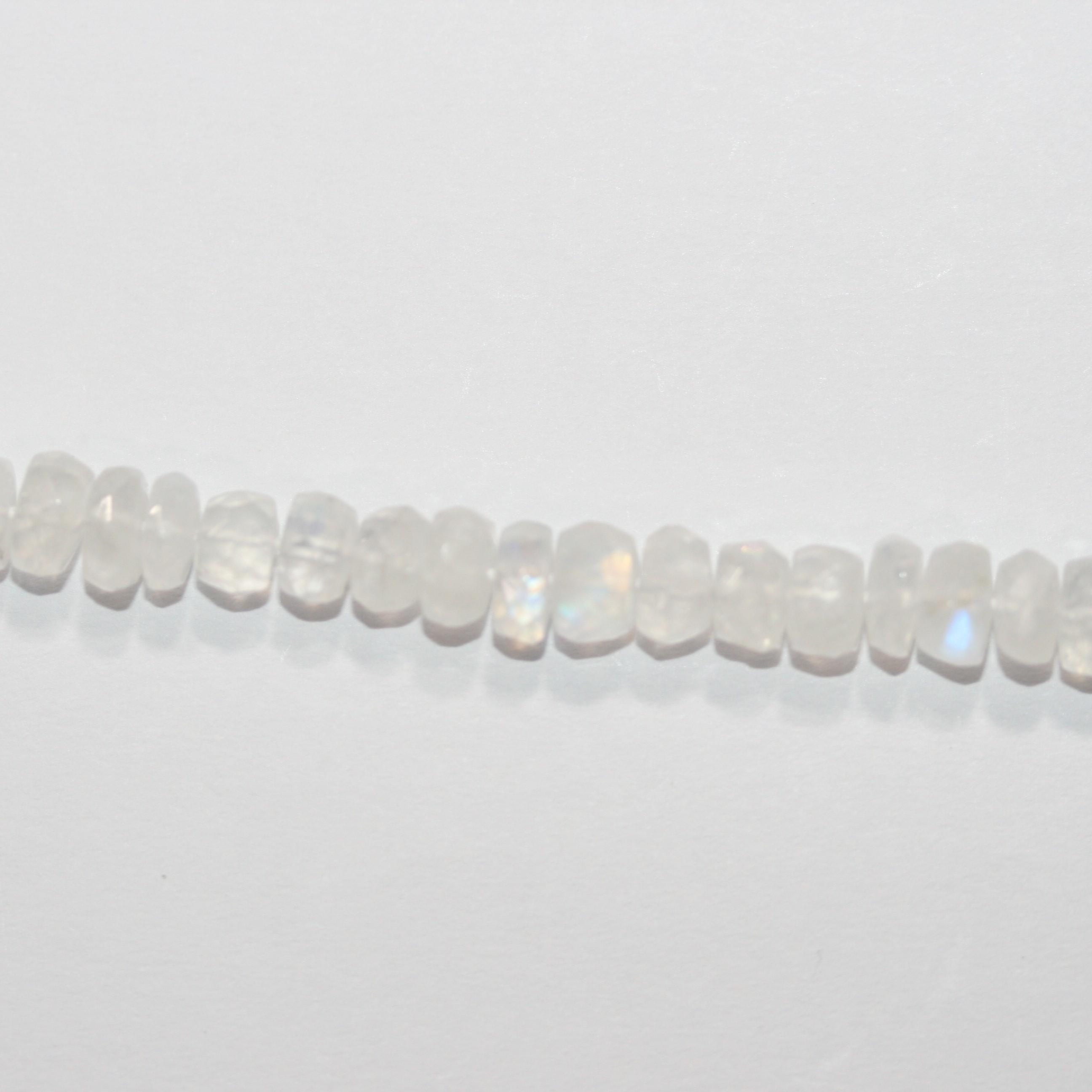 12" St Moonstone Faceted Rondelle Beads 6x3mm.-Strand 32cm