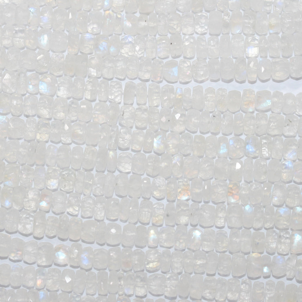 12" St Moonstone Faceted Rondelle Beads 6x3mm.-Strand 32cm