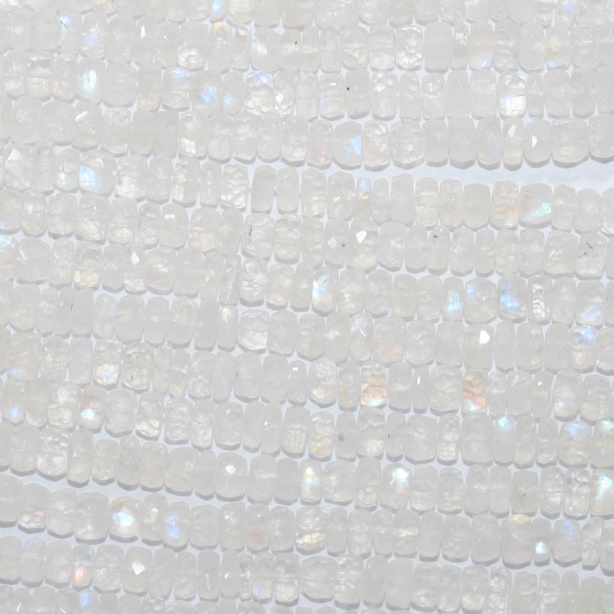 12" St Moonstone Faceted Rondelle Beads 6x3mm.-Strand 32cm