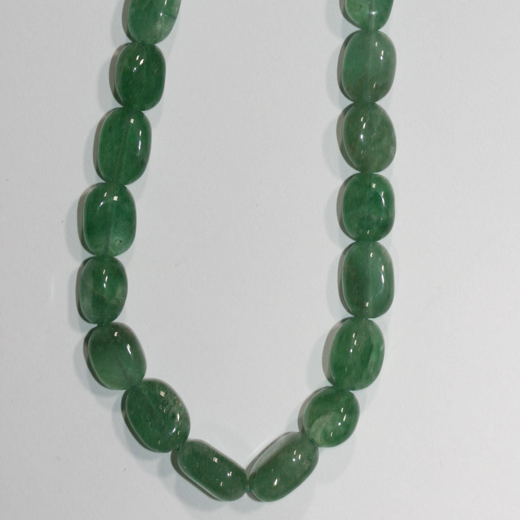 Cuentas ovaladas lisas de aventurina verde San, 45 cm, 10 x 7 mm aprox. - Hilo de 45 cm - Artículo 14973