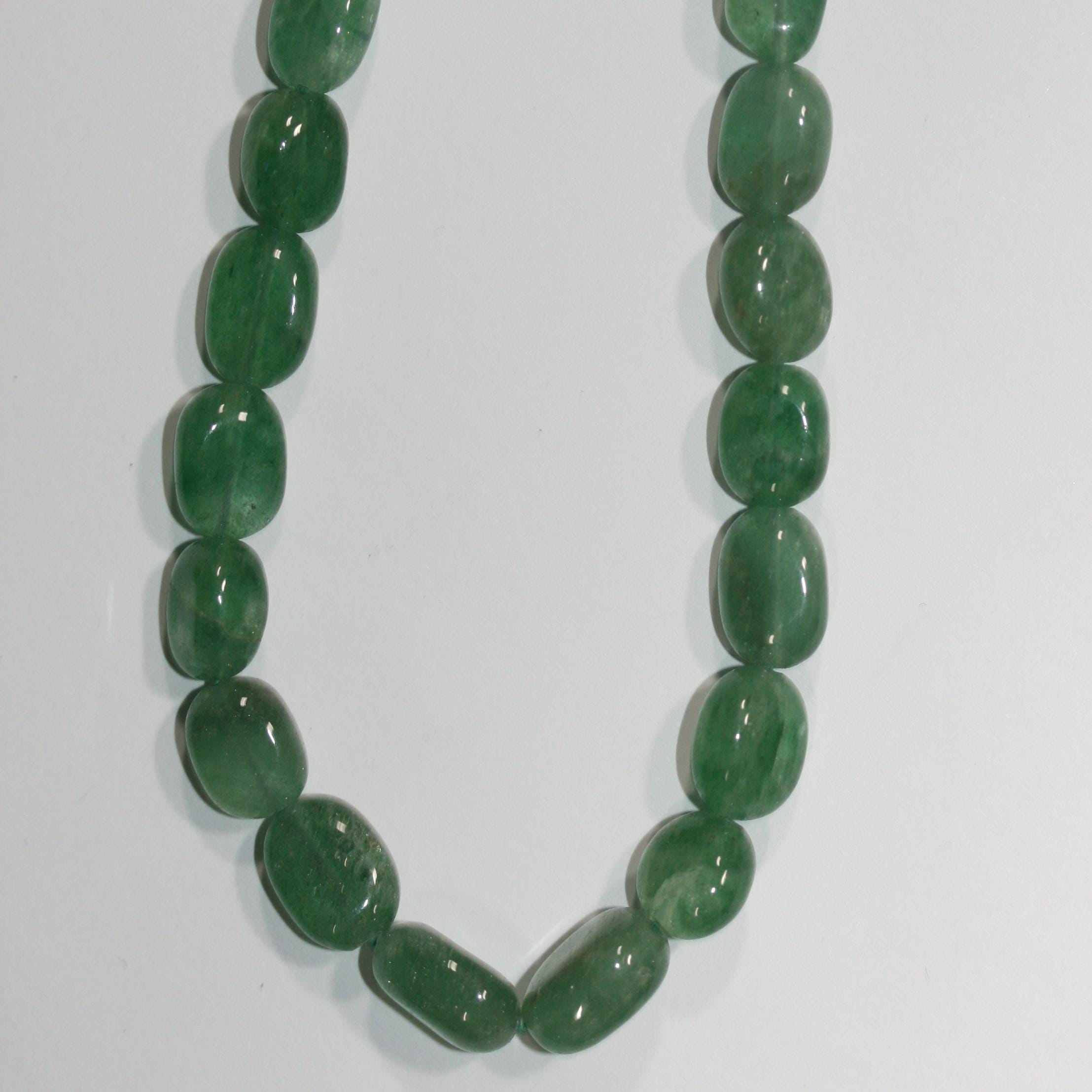 Cuentas ovaladas lisas de aventurina verde San, 45 cm, 10 x 7 mm aprox. - Hilo de 45 cm - Artículo 14973