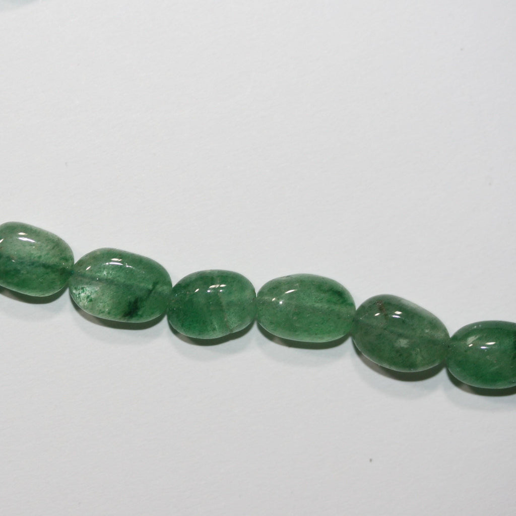 Cuentas ovaladas lisas de aventurina verde San, 45 cm, 10 x 7 mm aprox. - Hilo de 45 cm - Artículo 14973