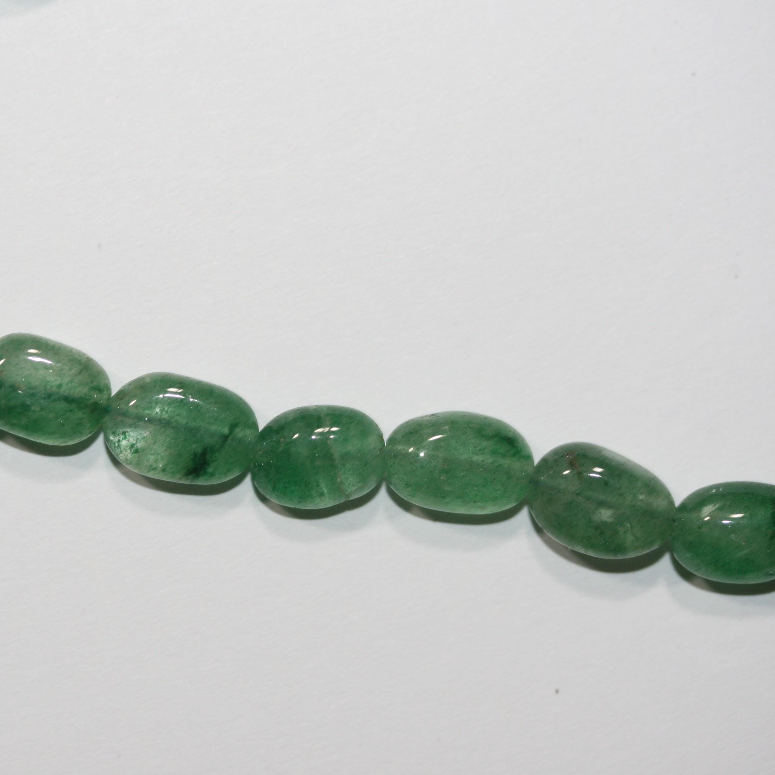 Cuentas ovaladas lisas de aventurina verde San, 45 cm, 10 x 7 mm aprox. - Hilo de 45 cm - Artículo 14973