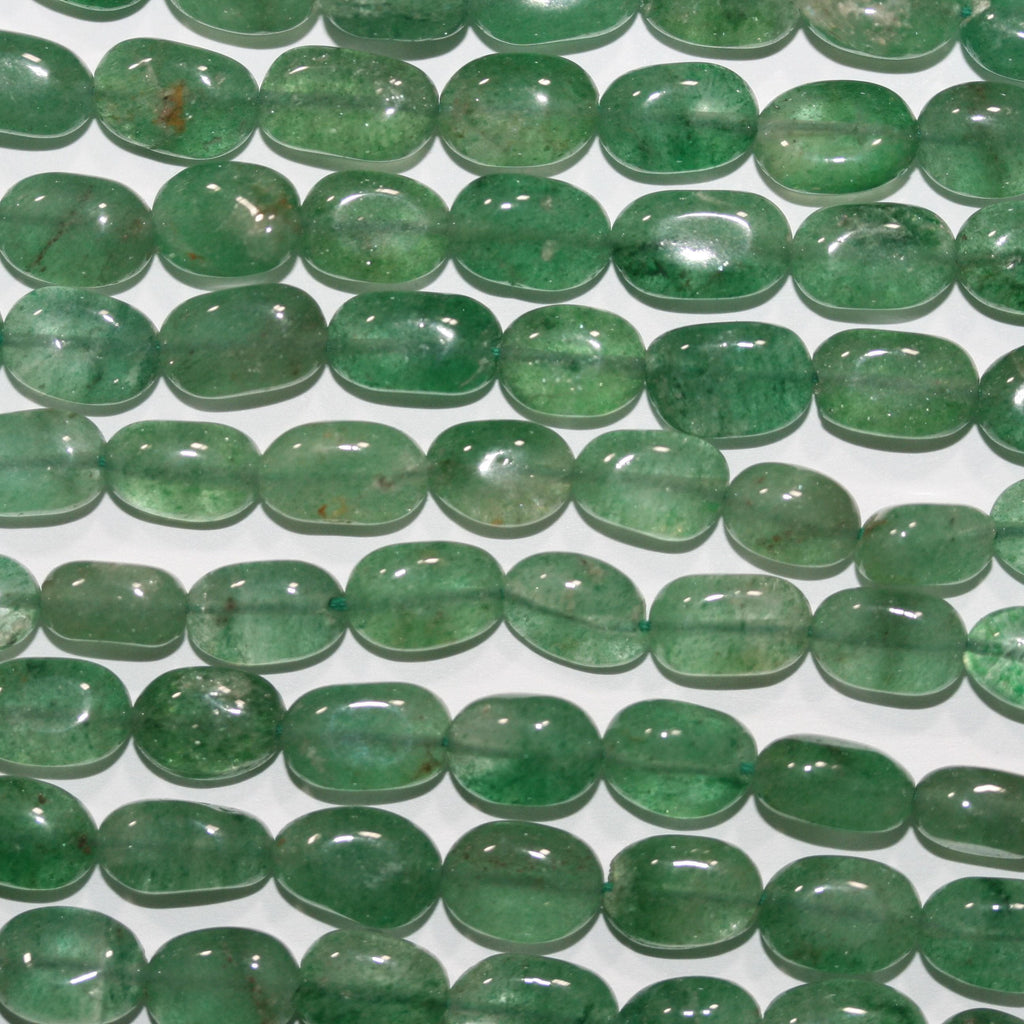 Cuentas ovaladas lisas de aventurina verde San, 45 cm, 10 x 7 mm aprox. - Hilo de 45 cm - Artículo 14973