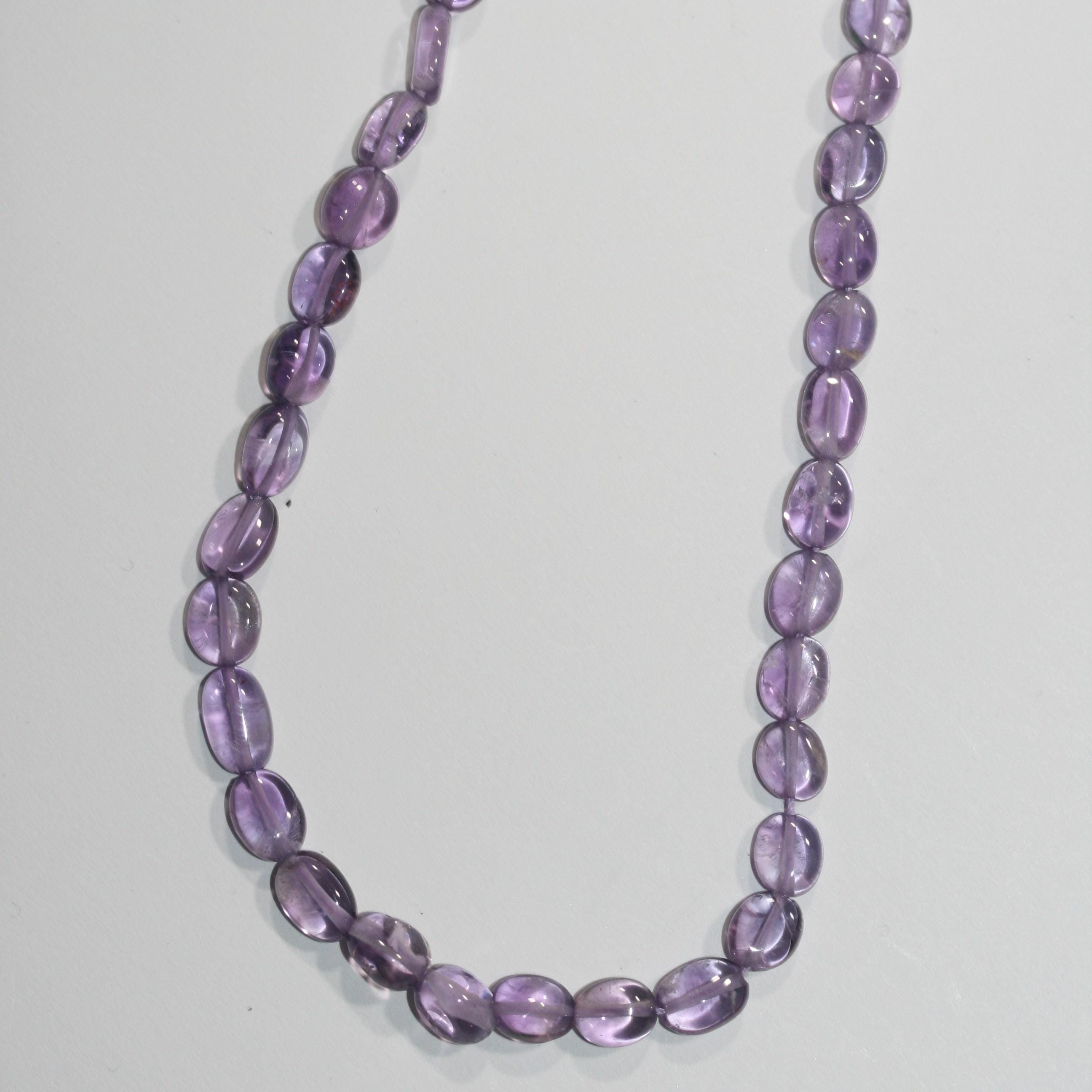 Cuentas ovaladas lisas de amatista de 40 cm (16"), 8 x 6 mm (aprox.), tira de 40 cm