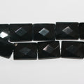 Perles rectangulaires à facettes en onyx de 15 pouces (25 x 18 mm) - Fil de 40 cm