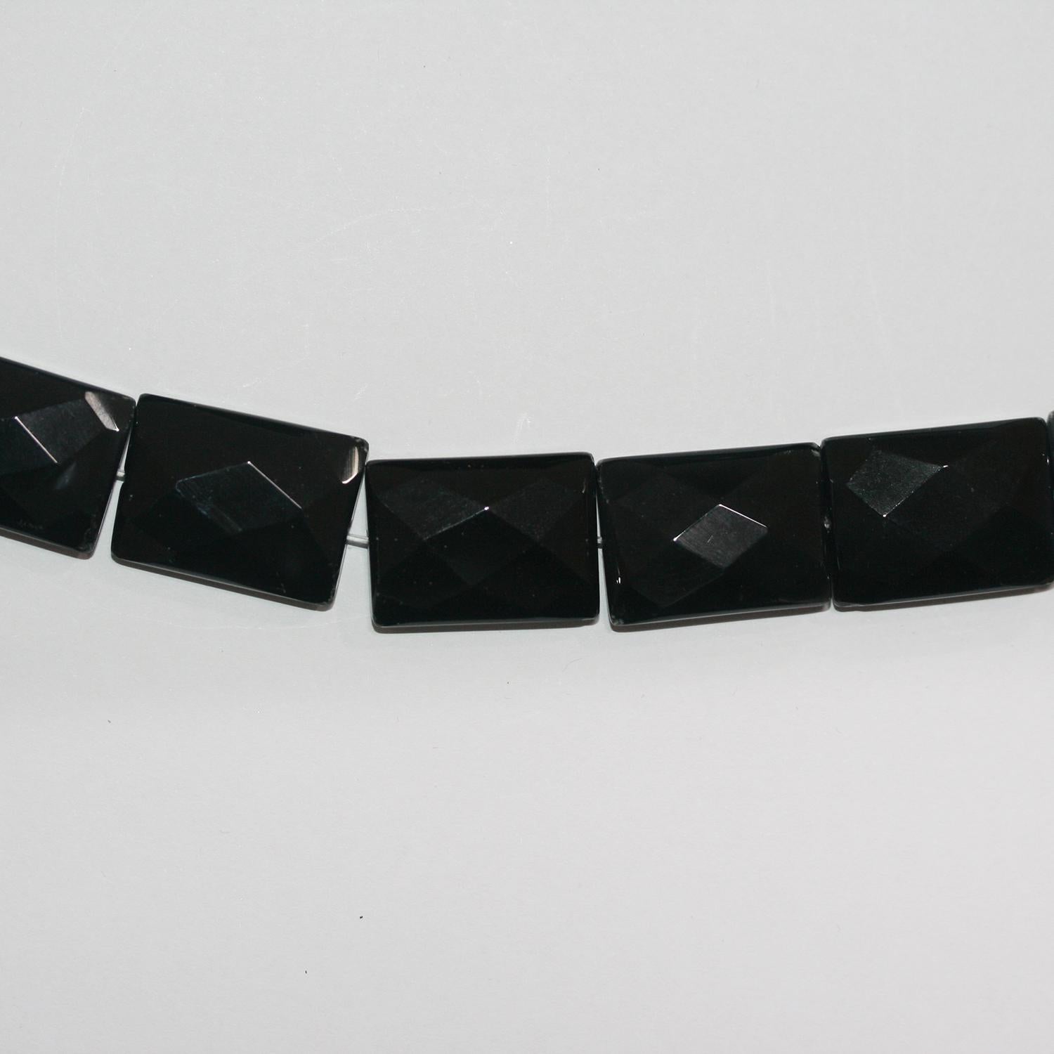 Perles rectangulaires à facettes en onyx de 15 pouces (25 x 18 mm) - Fil de 40 cm