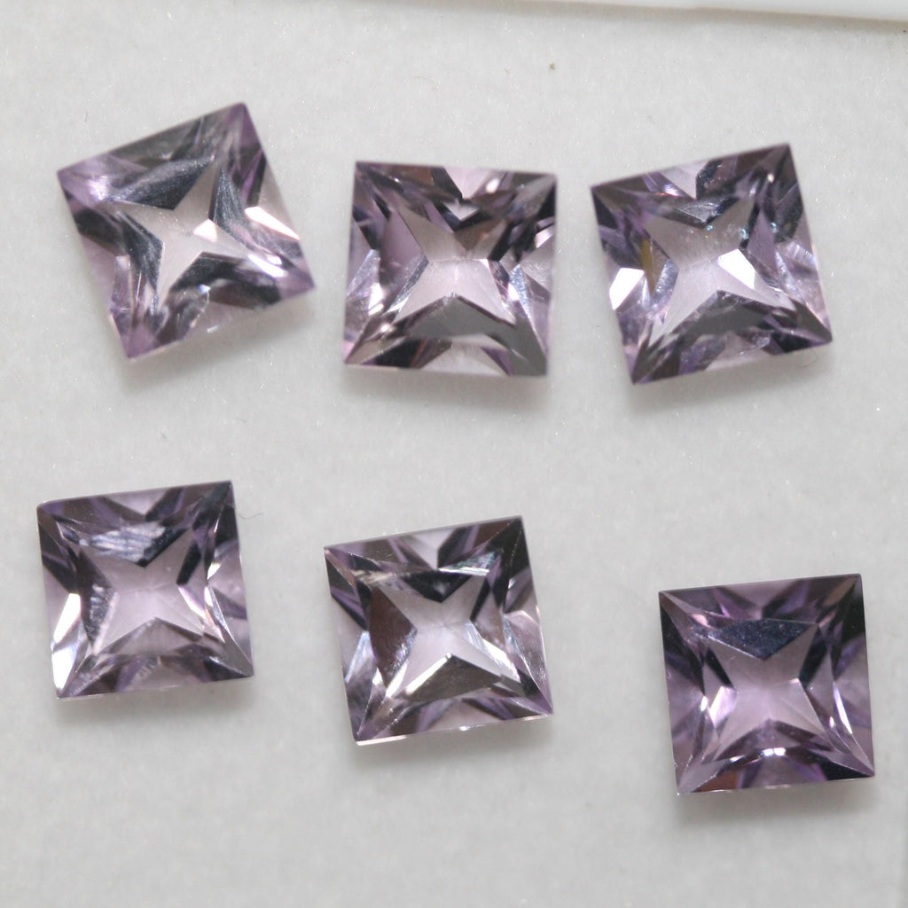 Lote de 6 amatistas facetadas cuadradas de 7 mm. (6 piezas) - Artículo: 665LO