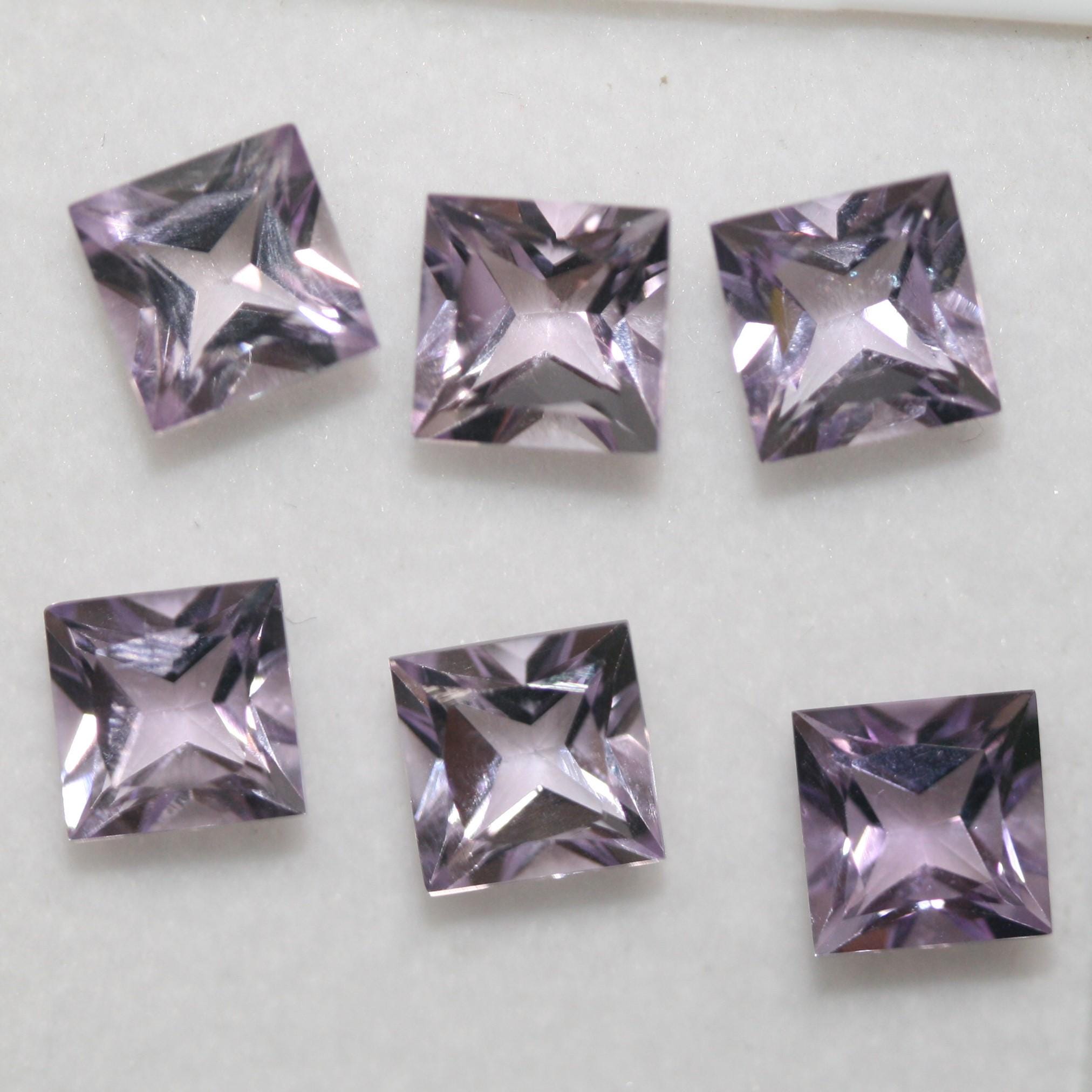 Lote de 6 amatistas facetadas cuadradas de 7 mm. (6 piezas) - Artículo: 665LO