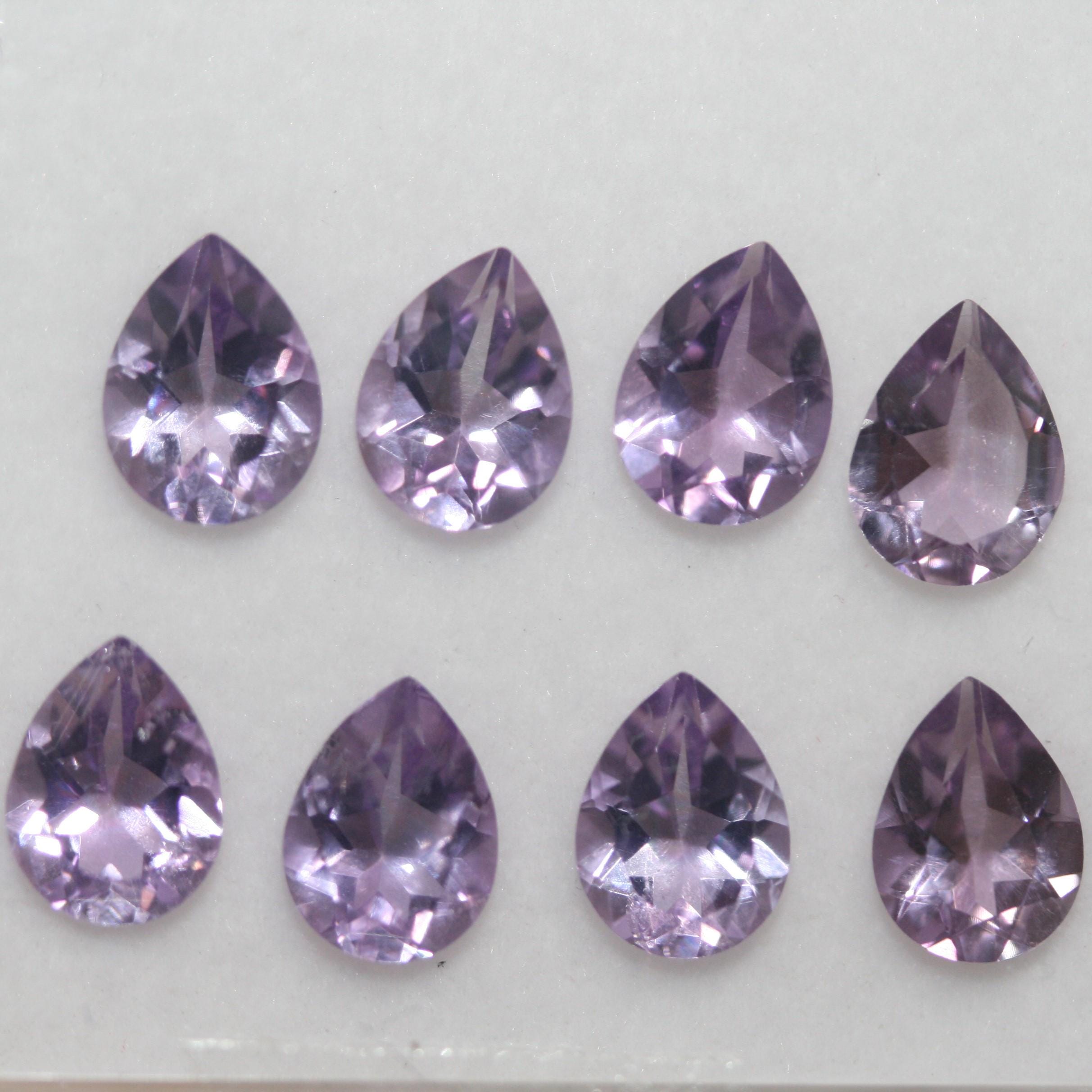 Lote de 8 gotas de amatista facetadas de 8 x 6 mm (8 unidades)