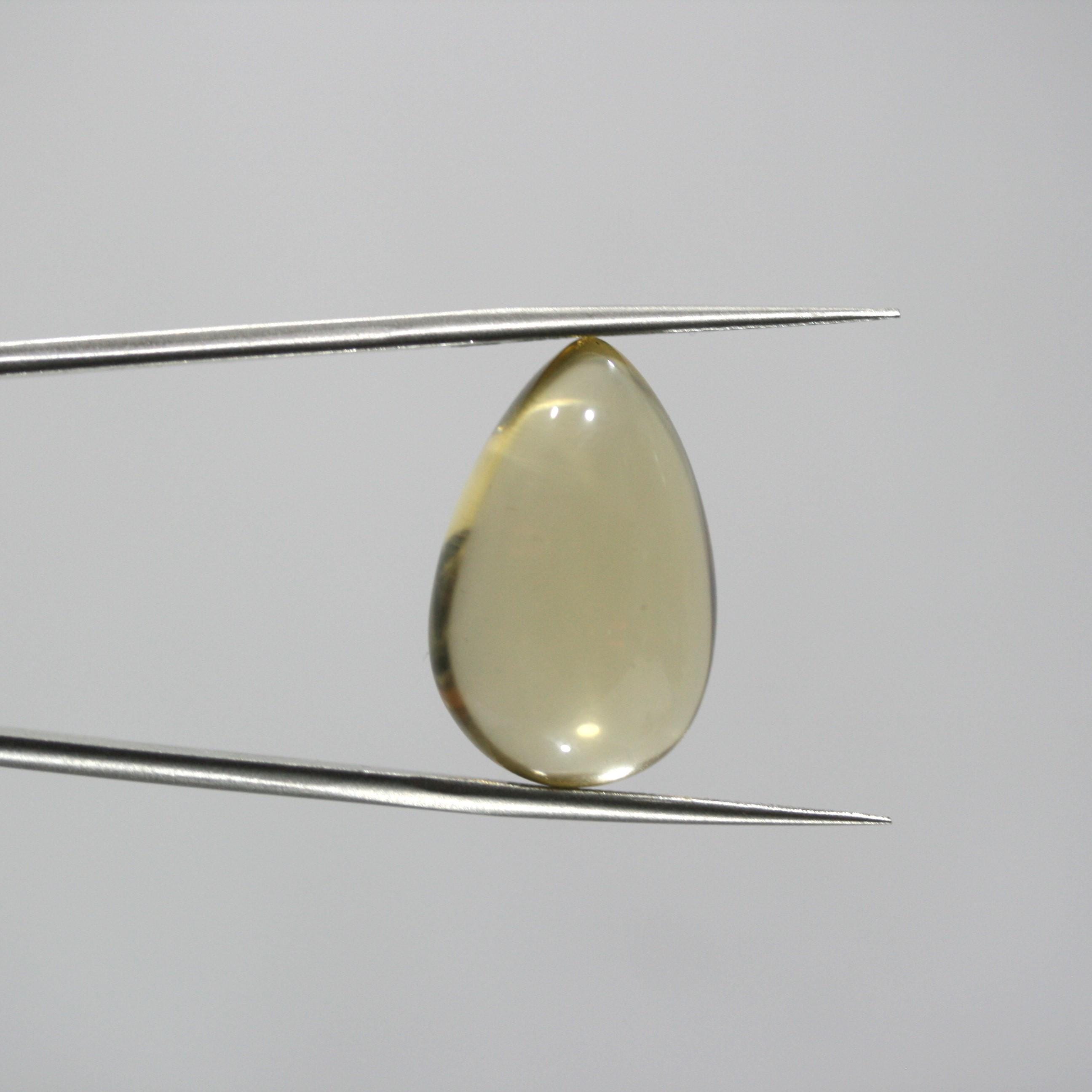 Lemon Quartz Smooth Drop Cabochon 26.6x15.6mm. (27.05ct.)