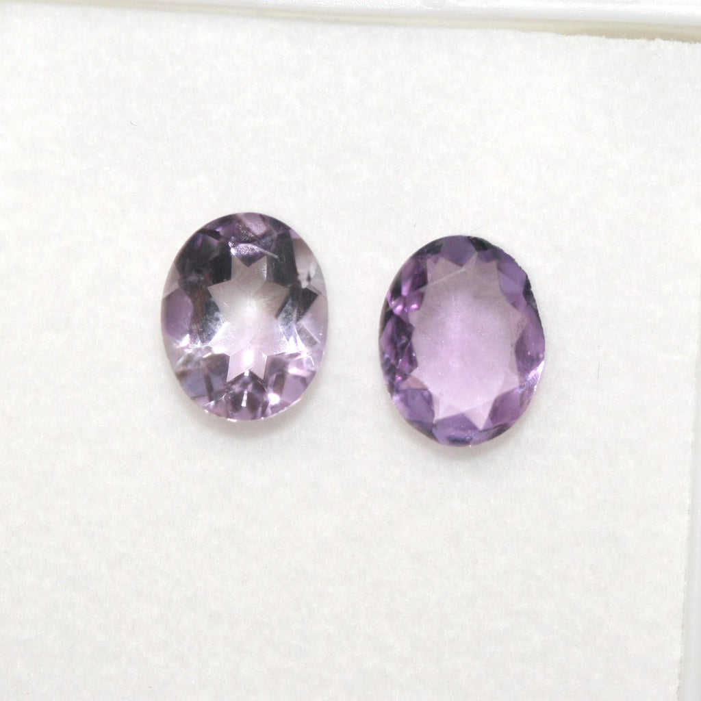 Lote de 2 amatistas facetadas ovaladas de 10 x 8 mm (2 unidades)