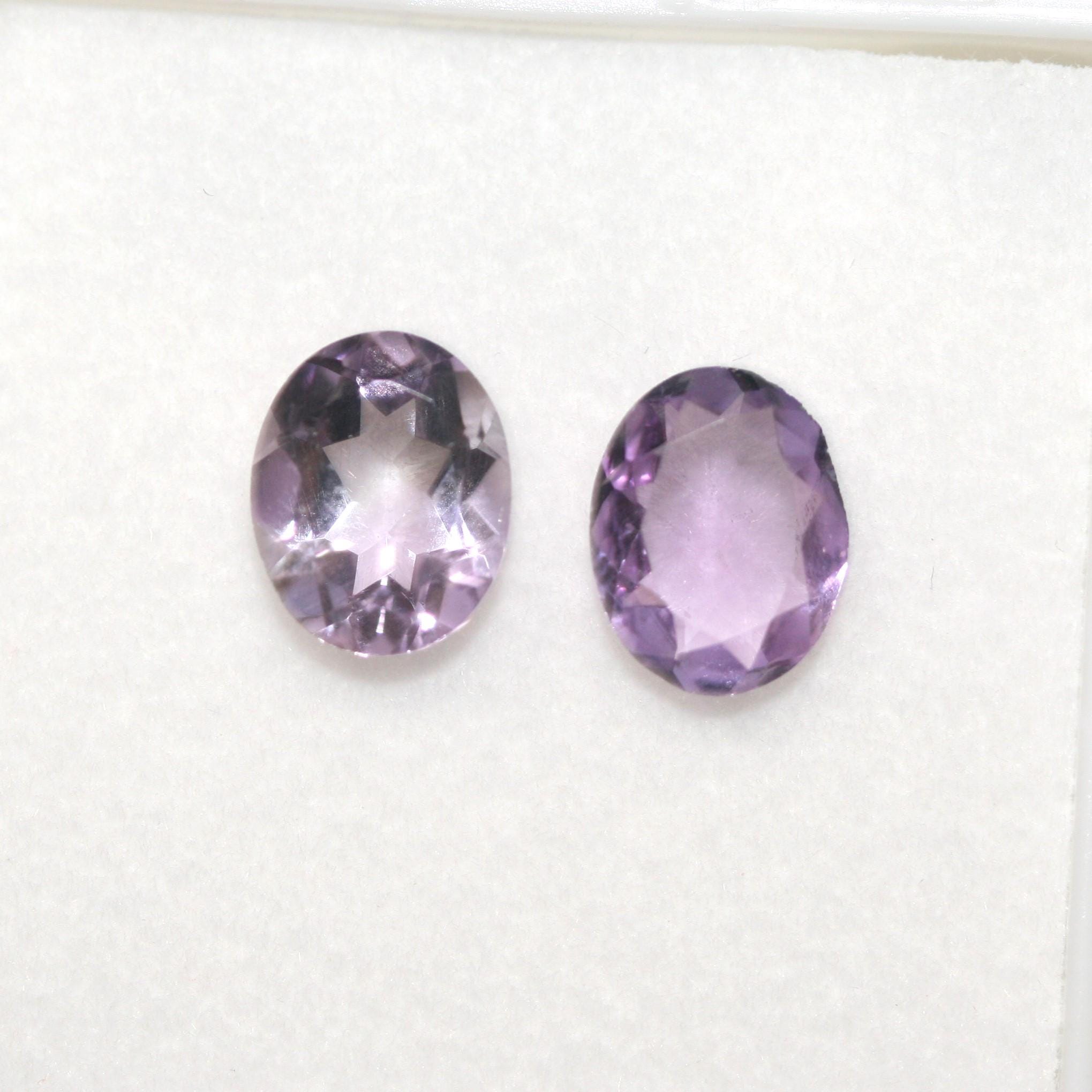 Lote de 2 amatistas facetadas ovaladas de 10 x 8 mm (2 unidades)
